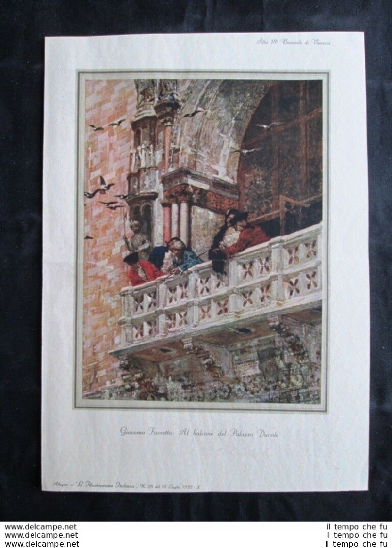 Giacomo Favretto: Al Balcone Del Palazzo Ducale Stampa Del 1932 - Altri & Non Classificati