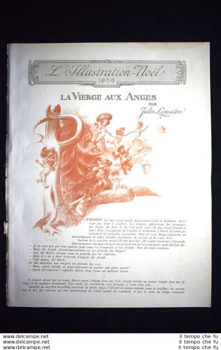 La Vergine Con Gli Angeli Di Jules Lemaitre,Dis.Adolphe Willette Stampa Del 1906 - Sonstige & Ohne Zuordnung