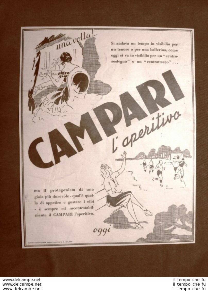 Pubblicità D'epoca Del 1940 Aperitivo Campari Una Volta E Oggi Il Visibilio - Andere & Zonder Classificatie