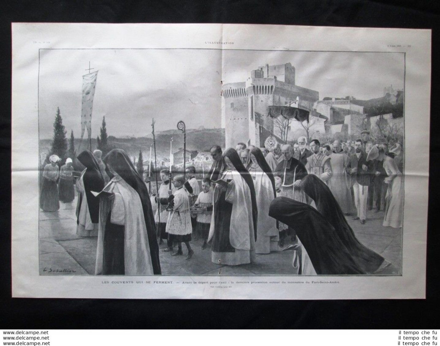 Ultima Processione Intorno Al Monastero Di Fort Saint-André Stampa Del 1903 - Sonstige & Ohne Zuordnung