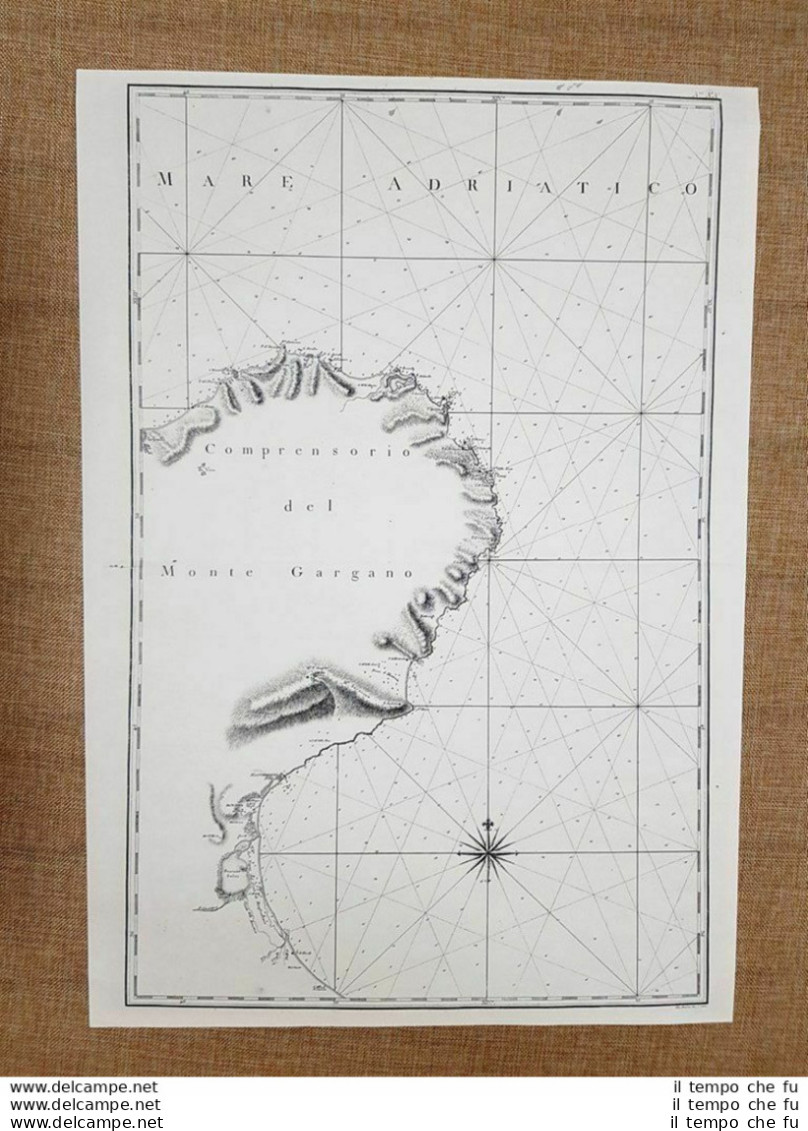 Carta Gargano Viesti Peschici Anno 1792 Atlante Due Sicilie Zannoni Ristampa - Geographical Maps