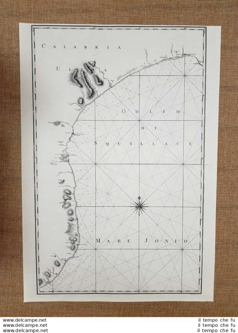 Carta Squillace Torre Di Crocchia 1792 Atlante Due Sicilie Zannoni Ristampa - Cartes Géographiques