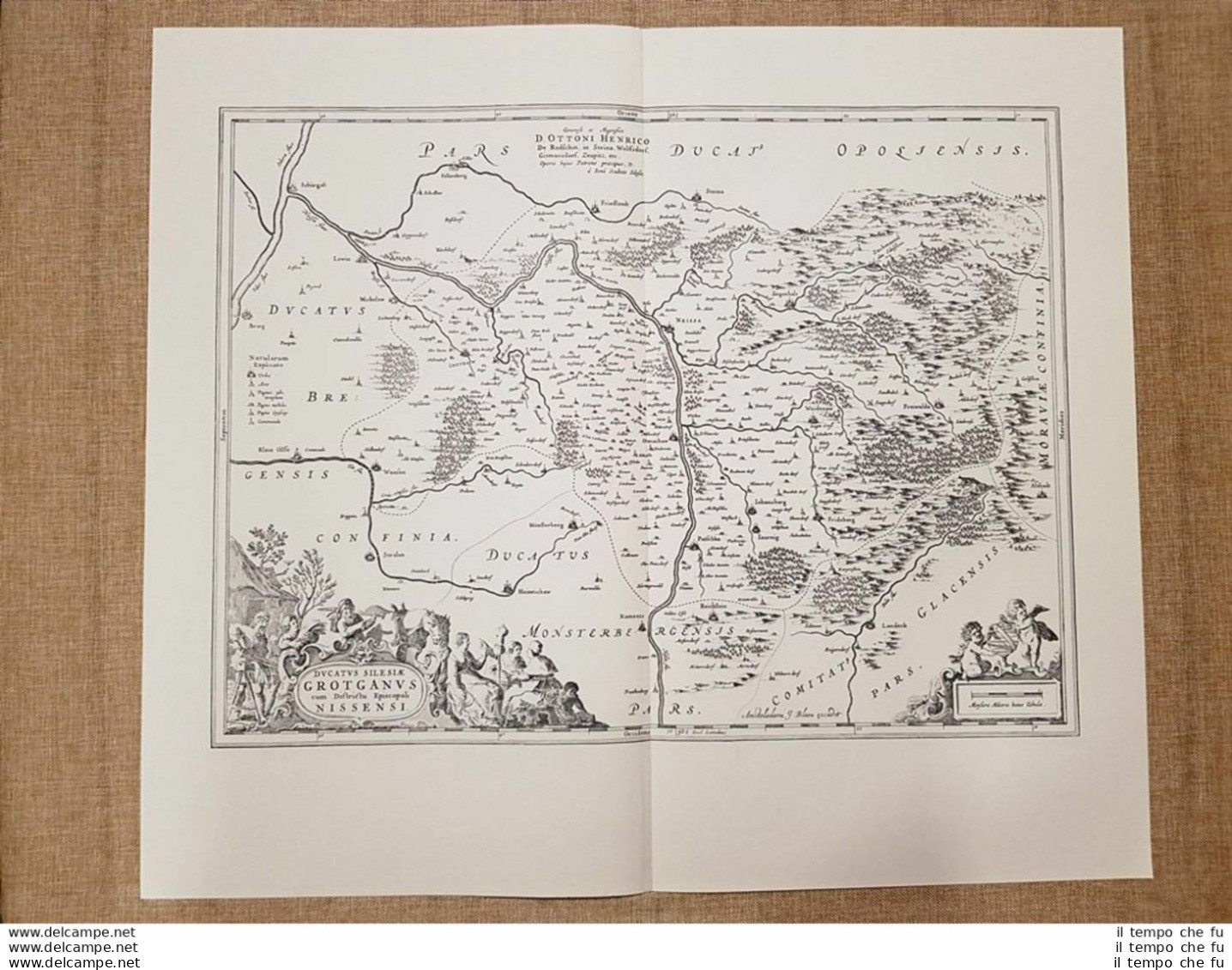 Carta Geografica O Mappa Grodkow E Nysa Polonia Anno 1662 Joan Blaeu Ristampa - Cartes Géographiques