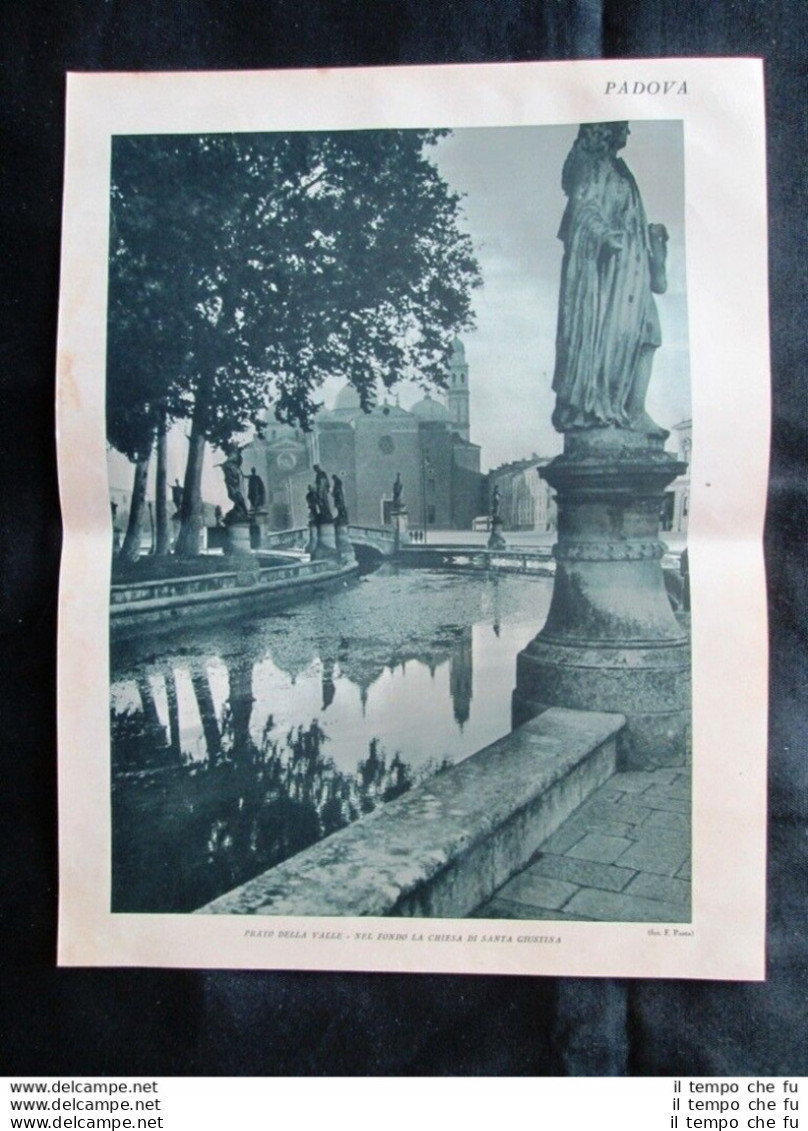 Padova: Prato Della Valle + Bacchiglione E Torre Di Ezzelino Stampa Del 1928 - Sonstige & Ohne Zuordnung