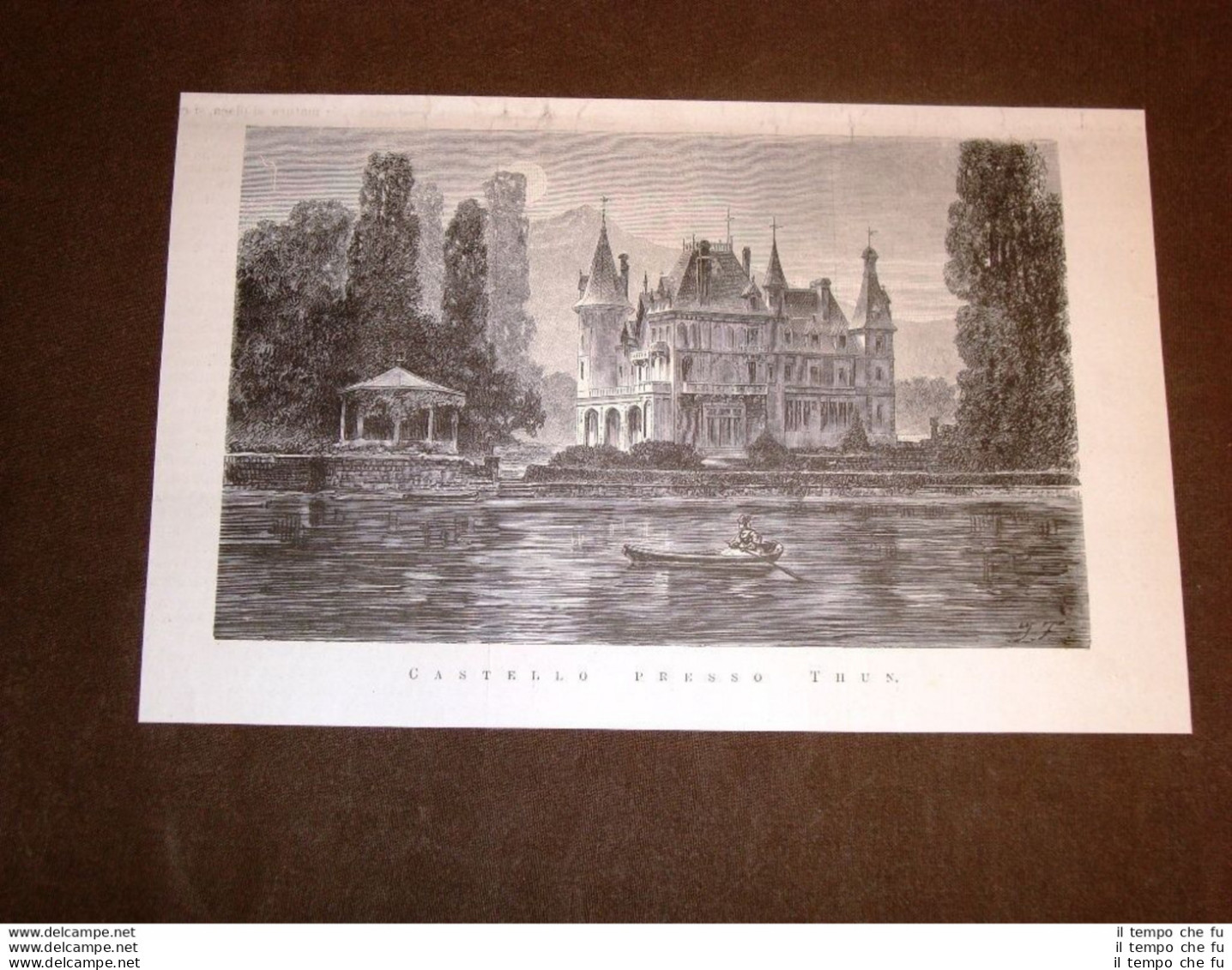 Rarissima Veduta Del Castello Di Thun Nel 1877 Svizzera - Before 1900