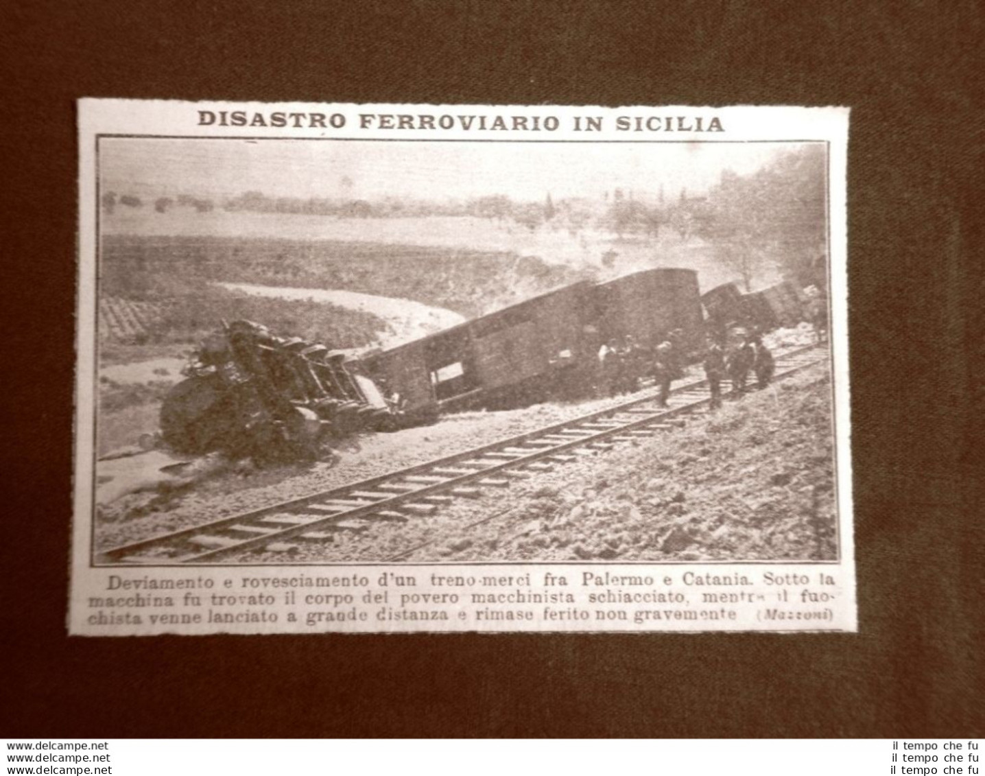 Disastro Ferroviario Sicilia Nel 1913 Linea Palermo - Catania Morto Macchinista - Other & Unclassified