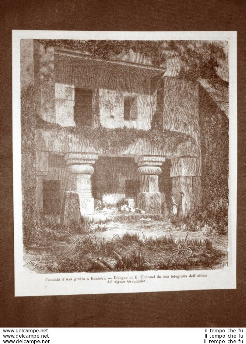 In India Nel 1863 Facciata Di Una Grotta Di Kanheri - Before 1900