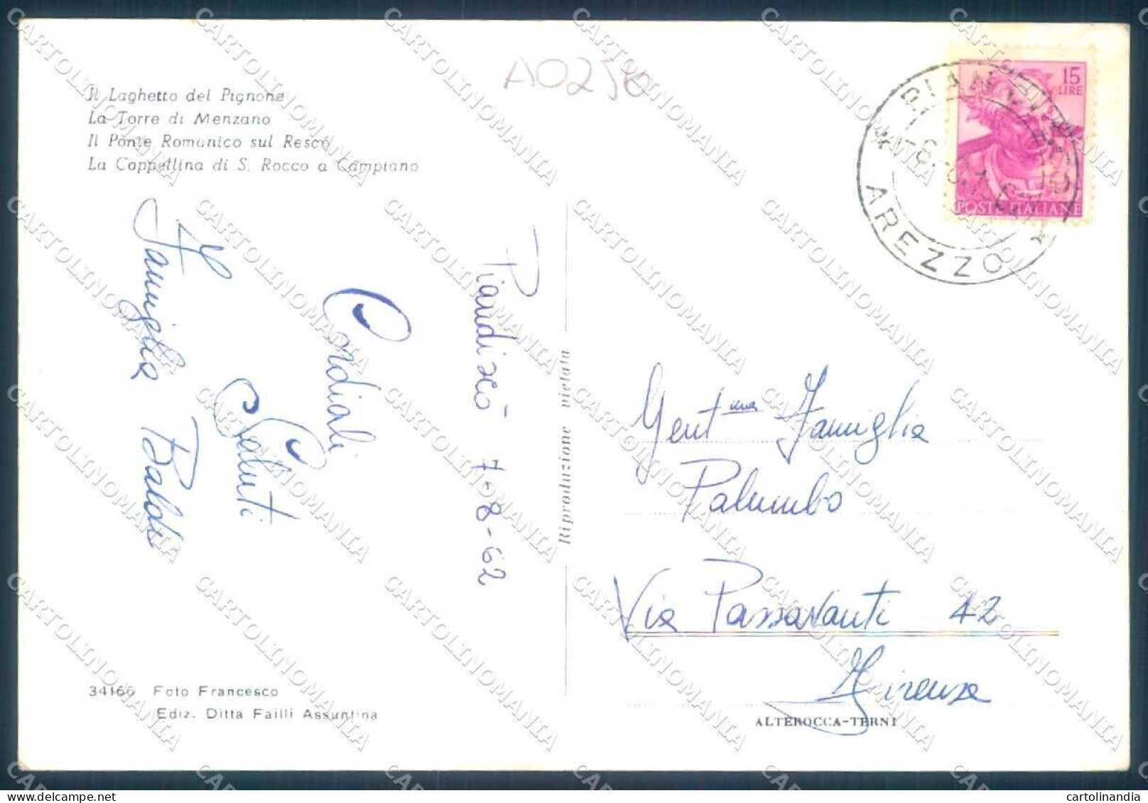 Arezzo Pian Di Sco' Alterocca 34166 FG Cartolina JK0081 - Arezzo