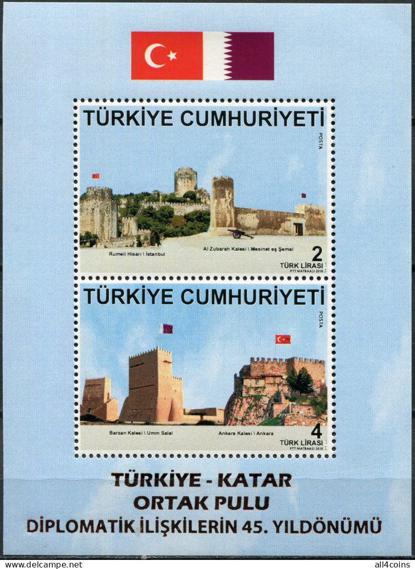 Turkey 2018. 45th Anniversary Of Diplomatic Relations With Qatar (MNH OG) S/S - Neufs