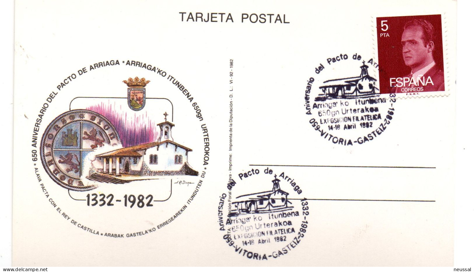 Tarjeta  Con Matasellos Pacto De Arriaga De 1982 - Covers & Documents