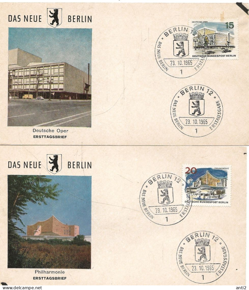 Germany  Berlin 1965  Buildings, Deutsche Oper,  New Philharmonie - Mi 255-256 FDC - Covers & Documents
