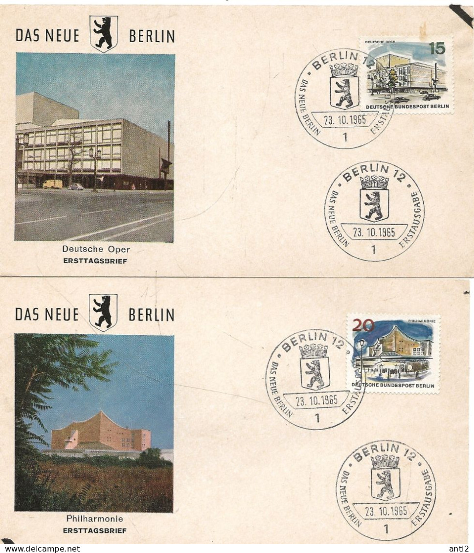 Germany  Berlin 1965  Buildings, Deutsche Oper,  New Philharmonie - Mi 255-256 FDC - Brieven En Documenten