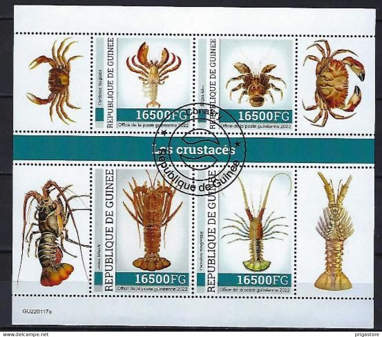 Animaux Crustacés Guinée 2022 (395) Yvert N° 11593 à 11596 Oblitérés Used - Crustaceans