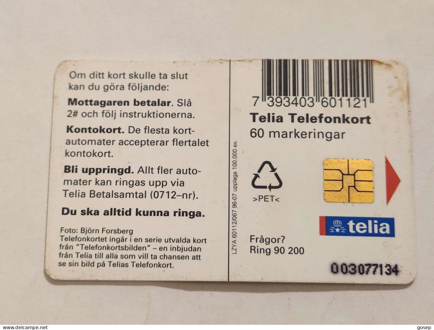 SWEDEN-(SE-TEL-060-0067)-Bird 3 Waxwing-(22)(Telefonkort 60)(tirage-100.000)(003077134)-used Card+1card Prepiad Free - Suecia