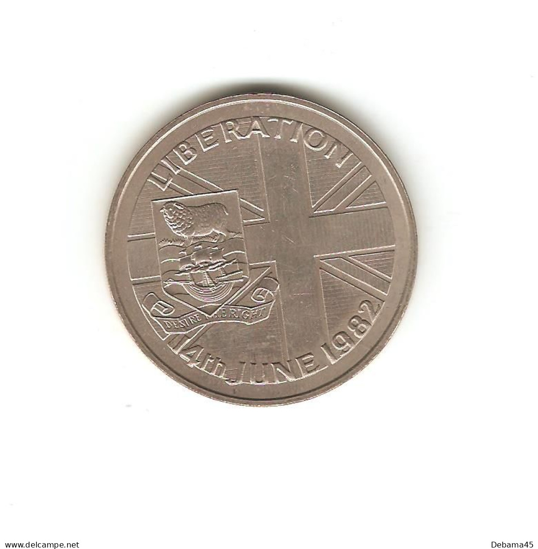 391/ FALKLAND (iles Malouines) : Elizabeth II : 50 Pence 1982 (copper-nickel - 28,63 Grammes) Libération - Malvinas