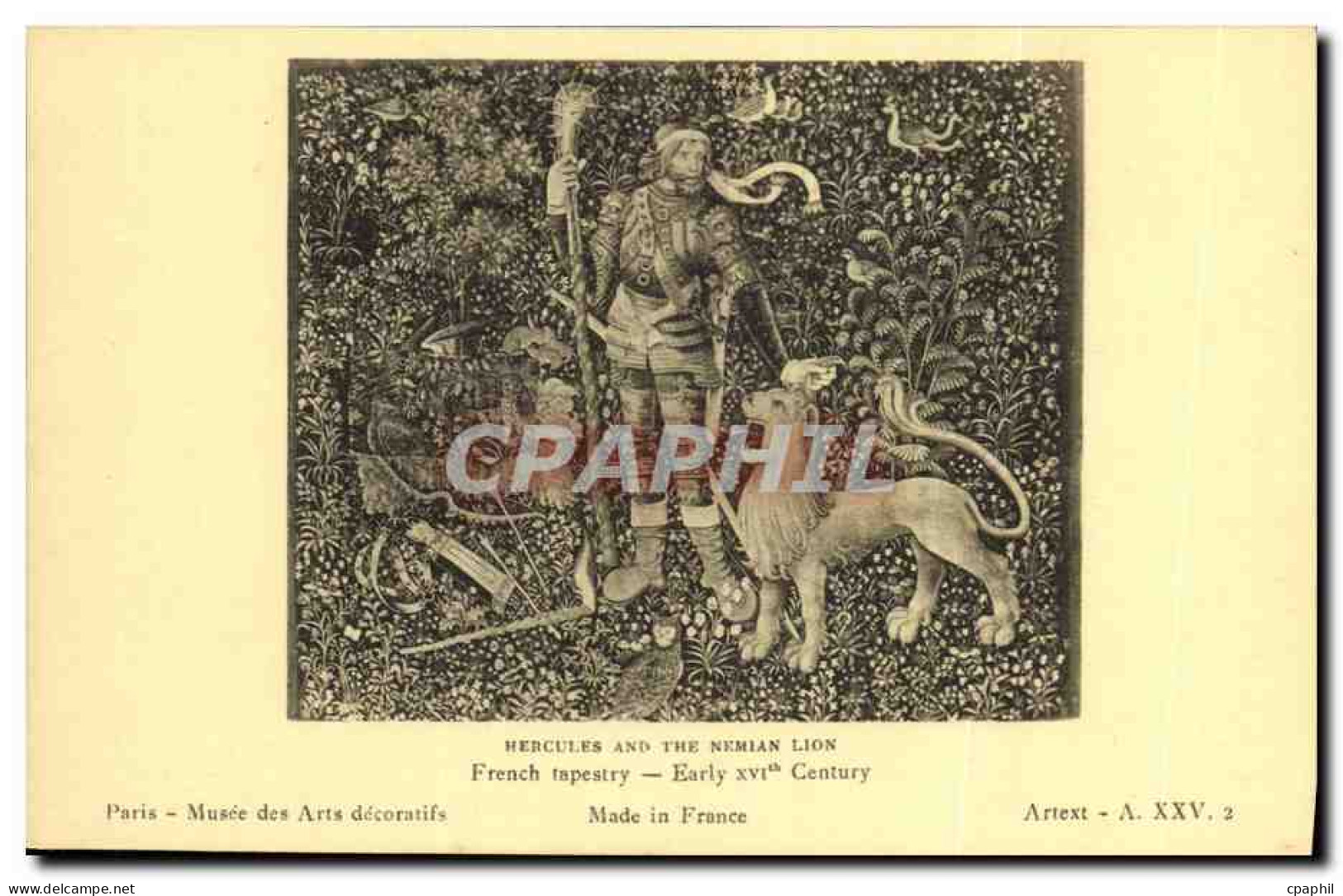 CPA Hercules And The Nemain Lion French Tapestry Early XVl Th Century Paris Musee Des Arts Decoratif - Objetos De Arte