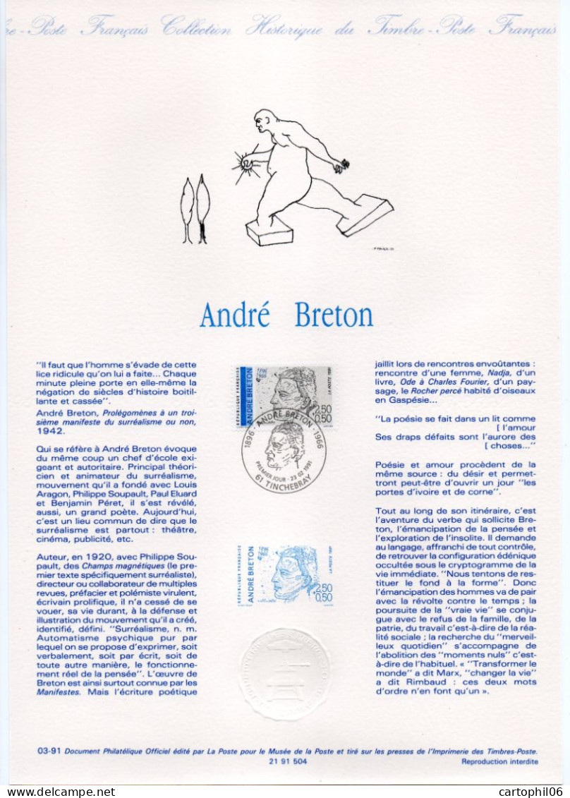 - Document Premier Jour ANDRÉ BRETON - TINCHEBRAY 23.2.1991 - - Schrijvers