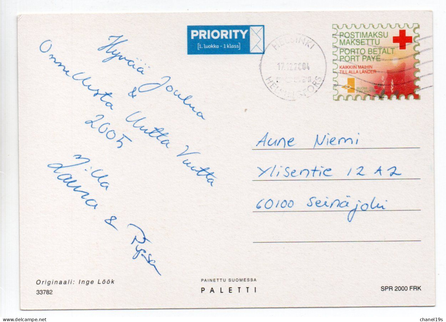 Postal Stationery RED CROSS - FINLAND - CHRISTMAS - GNOME - CAT - USED - Artist INGE LÖÖK - Postwaardestukken