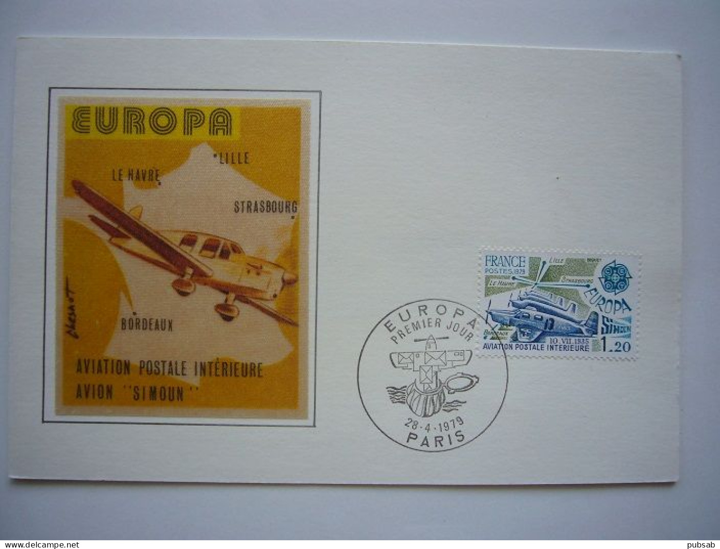 Avion / Airplane / AIR BLEU / Caudron 630 "Simoun" / Europa 28.04.79. / Carte Double - 1919-1938: Entre Guerres