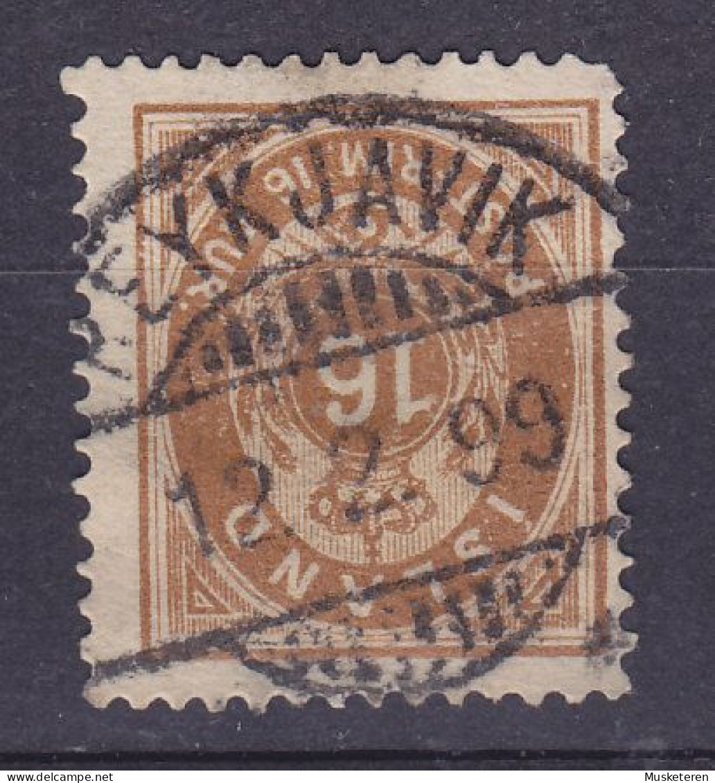 Iceland 1882 Mi. 12 , 3 Aur Ziffer Mit Krone Im Oval Deluxe Brotype REYKJAVIK Perf. 14 !! Inverted Wmk !! (o) (2 Scans) - Used Stamps