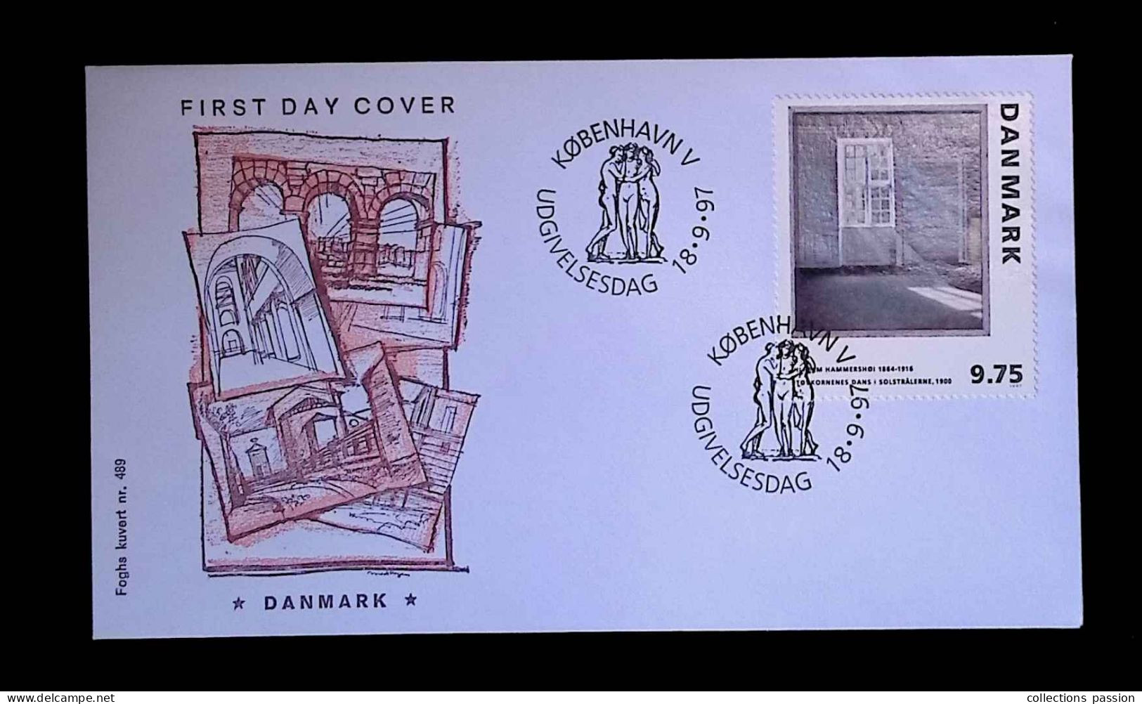 CL, FDC, Premier Jour, First Day, Danmark, Danemark, Kobenhavn, 18.9.1997, Udgivelsesdag, Hammershoi - FDC