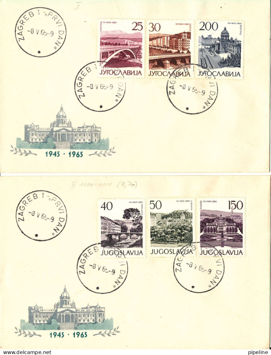 Yugoslavia FDC Zagreb 8-5-1965 Capital Cities Of The Yugoslav Republics Complete Set Of 6 On 2 Covers - FDC