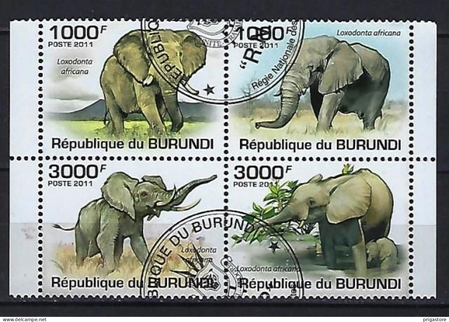 Animaux Eléphants Burundi 2011 (400) Yvert Timbres Bloc N° 154 Oblitérés Used - Elefanten