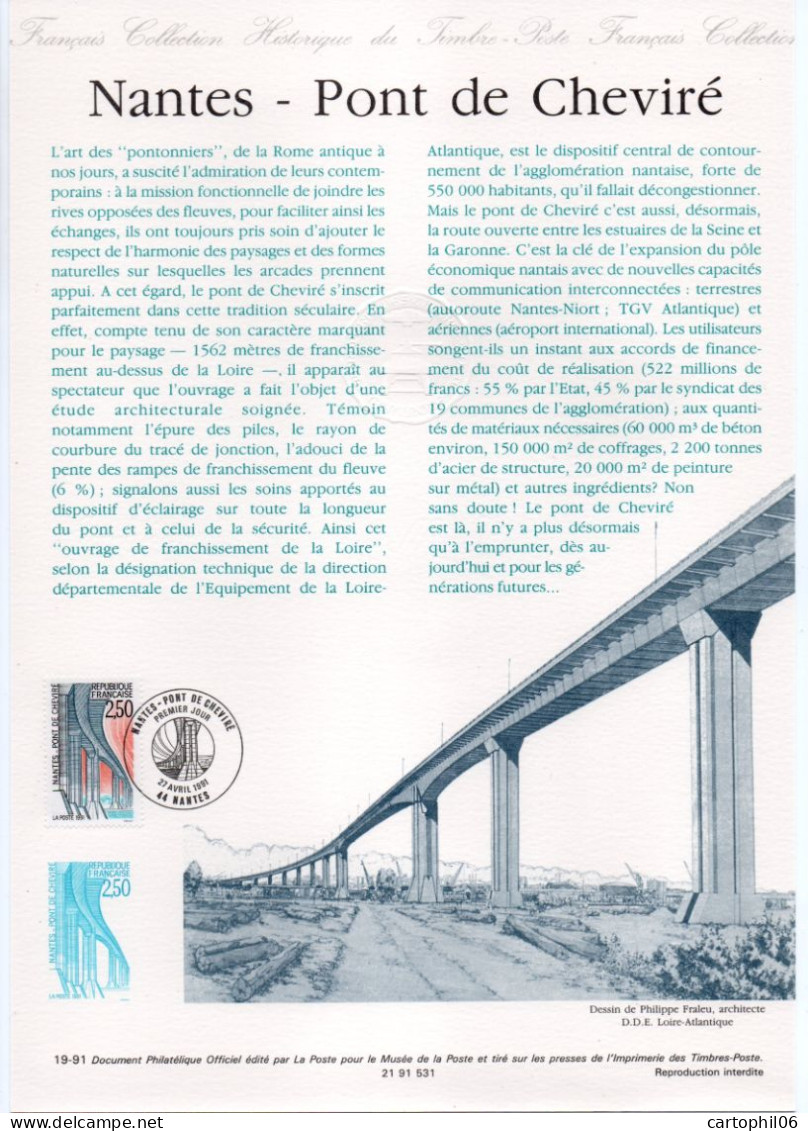 - Document Premier Jour LE PONT DE CHEVIRÉ - NANTES 27.4.1991 - - Ponts