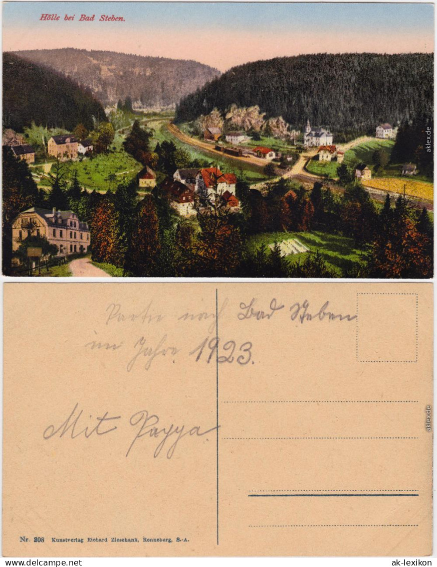 Ansichtskarte Bad Steben Hölle - Blick Auf Die Stadt - Straßenblicke 1923 - Bad Steben