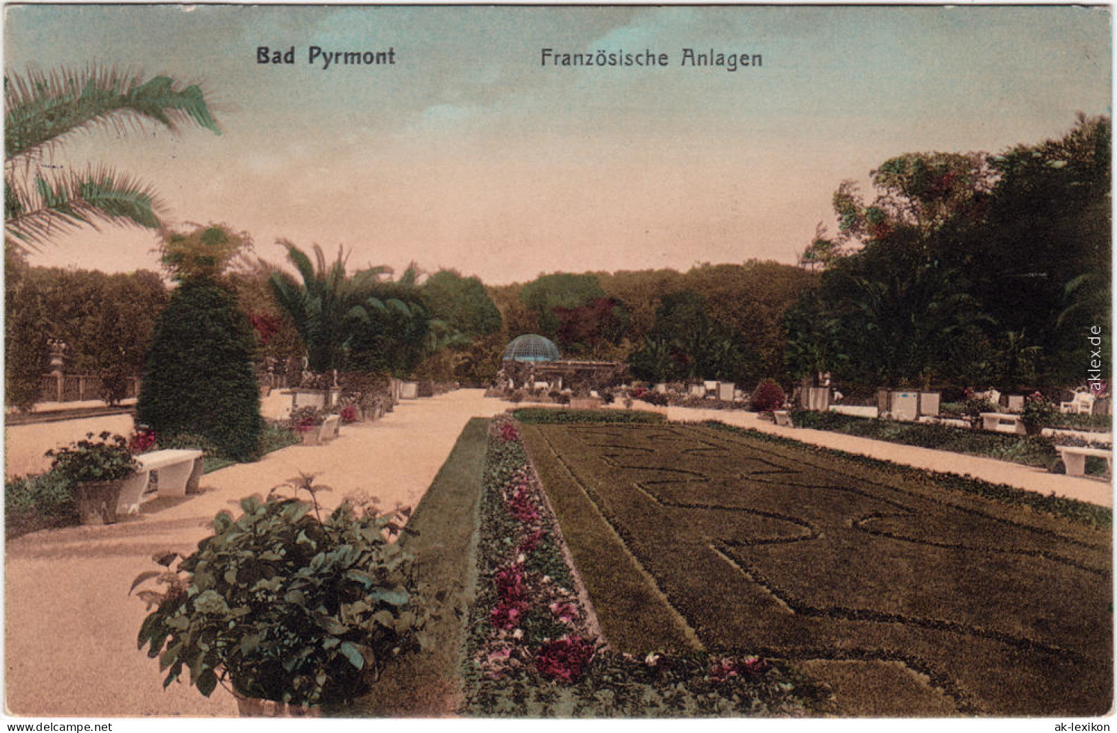 Bad Pyrmont Französische Anlagen Colorierte Ansichtskarte 1912 - Bad Pyrmont