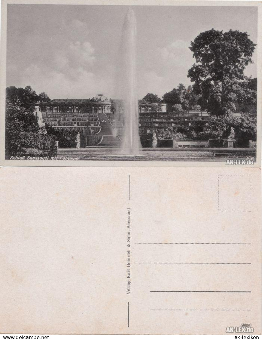 Ansichtskarte Potsdam Schloß Sanssouci Mit Fontaine 1940 - Potsdam