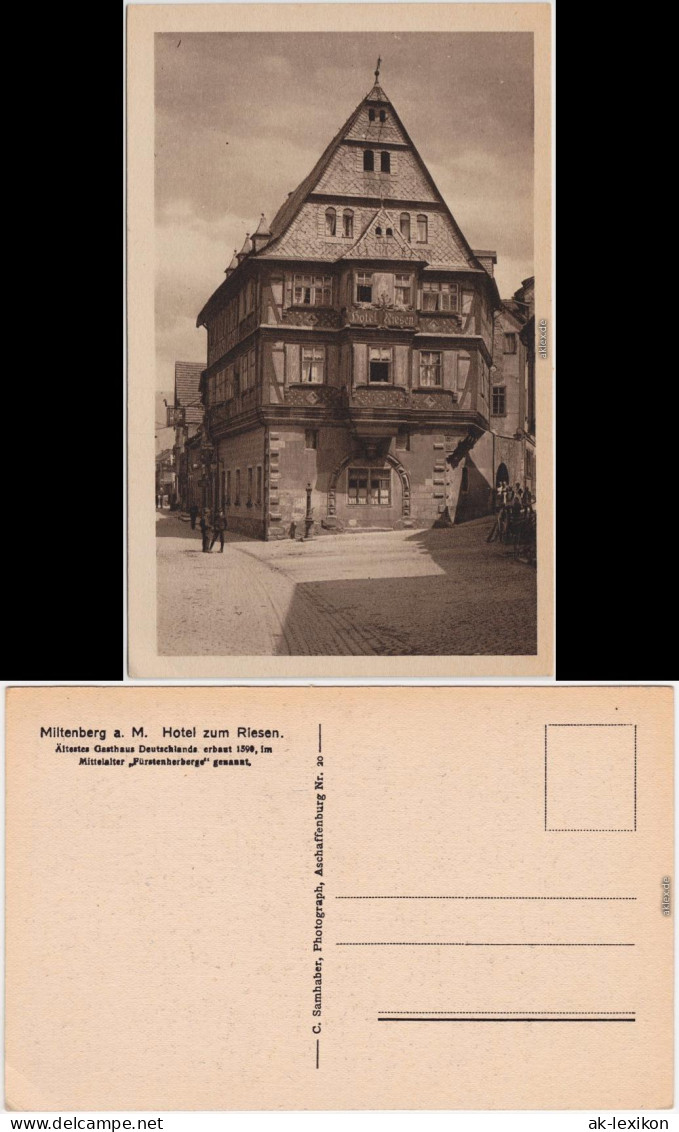 Ansichtskarte Miltenberg (Main) Hotel Zum Riesen 1928 - Miltenberg A. Main