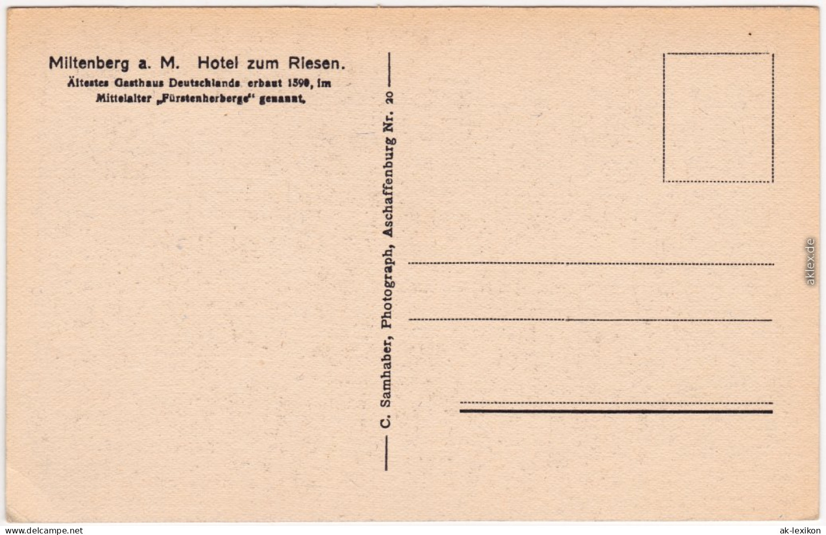 Ansichtskarte Miltenberg (Main) Hotel Zum Riesen 1928 - Miltenberg A. Main