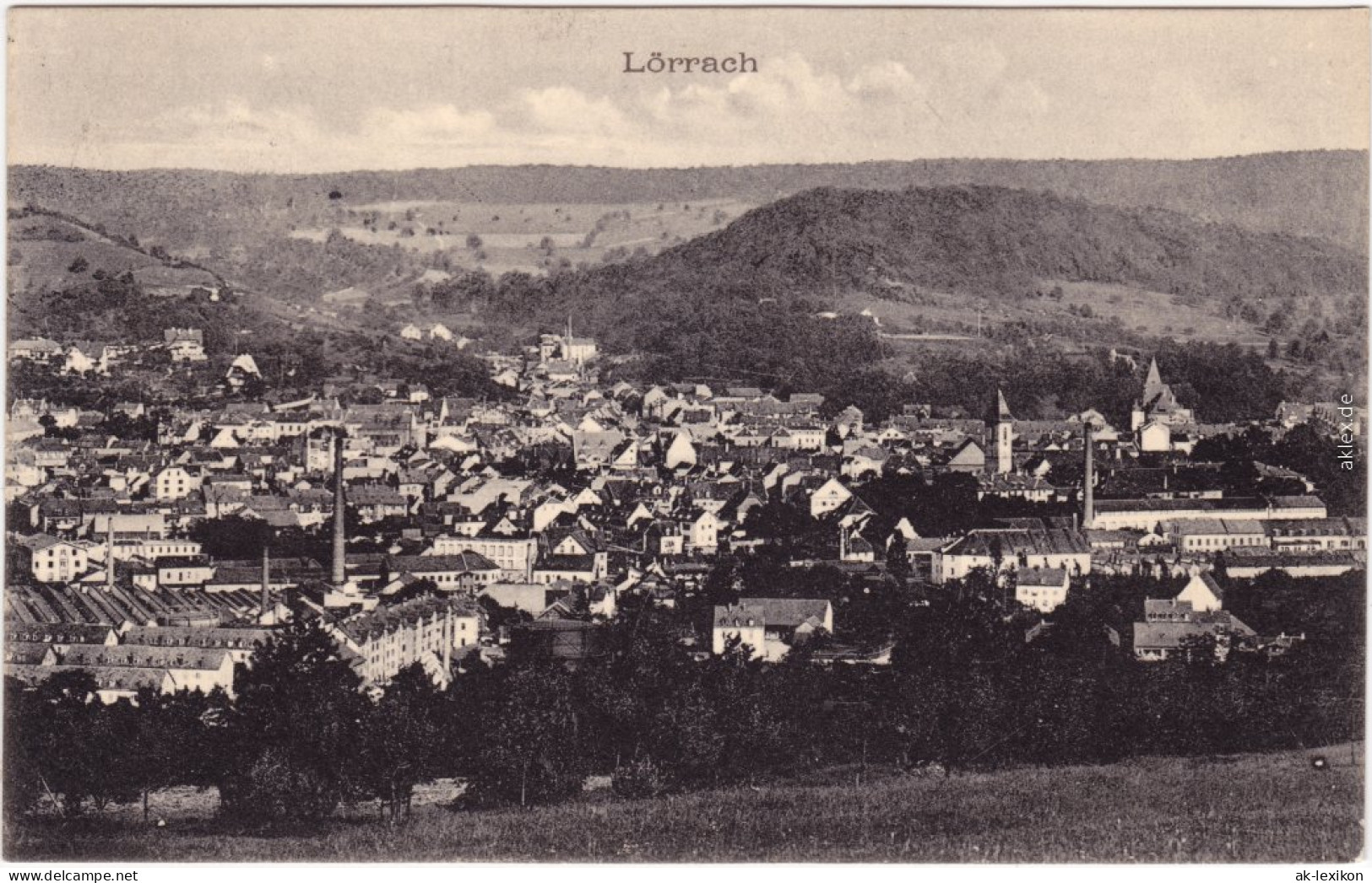 Lörrach Überblick über Die Stadt - Industriegebiet Im Vordergrund 1917 - Lörrach