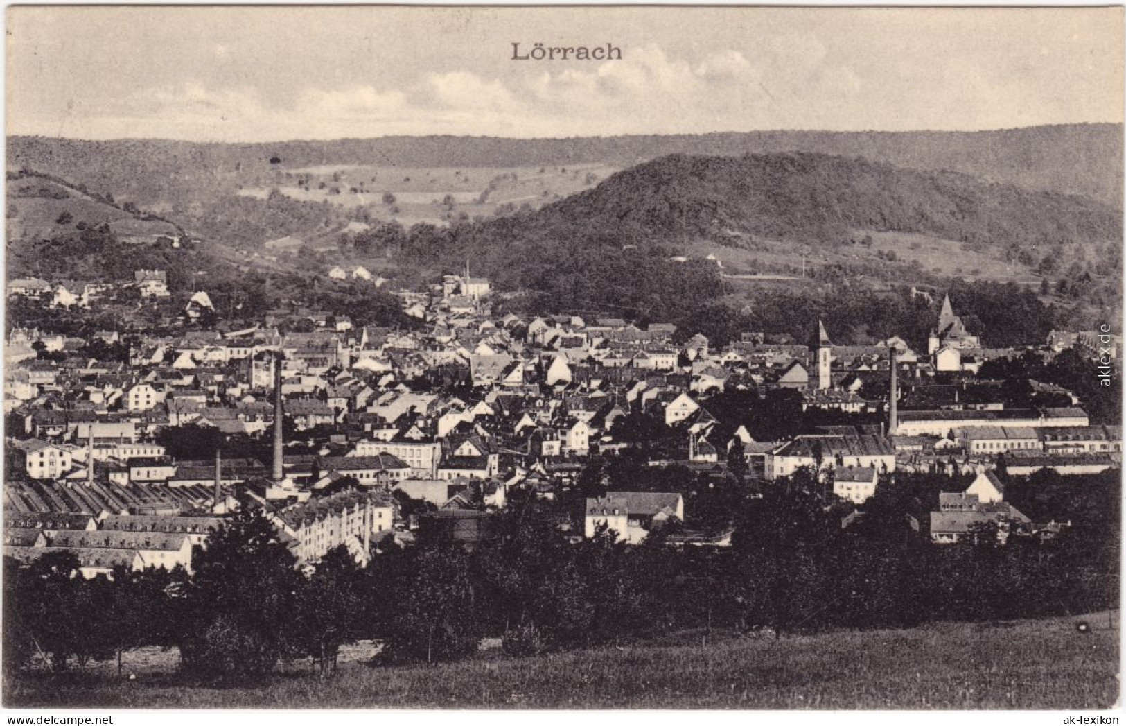 Lörrach Überblick über Die Stadt - Industriegebiet Im Vordergrund 1917 - Loerrach