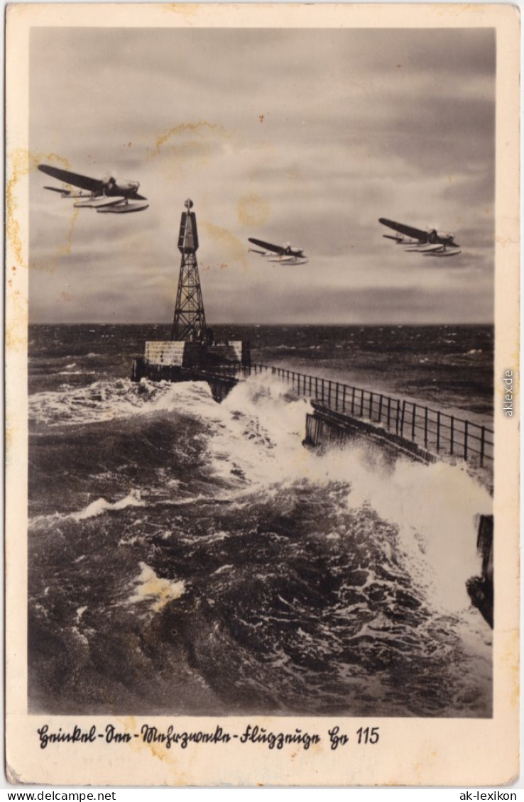 Ansichtskarte  3 Flugzeuge Mit Schwimmer Im Tiefflug über Der Küste 1932 - 1919-1938: Fra Le Due Guerre