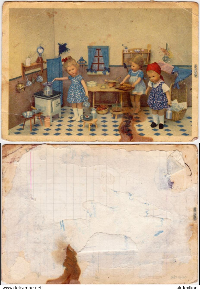  Kinder-Puppen In Der Küche Beim Kochen Und Backen 1969 - Non Classés