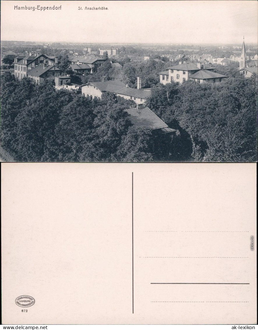 Eppendorf Hamburg Blick Von Der St. Anscharhöhe Ansichtskarte 1915 - Eppendorf