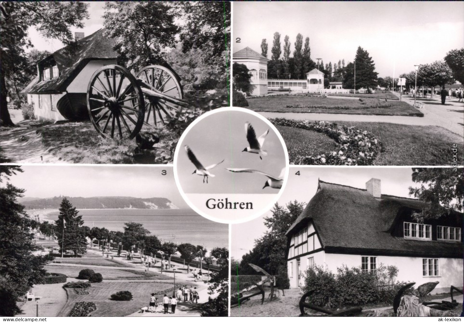 Foto AK Göhren Rügen 1. Und 4. Heimatmuseum Mönchgut, 2. Und 3. Promenade 1987 - Göhren