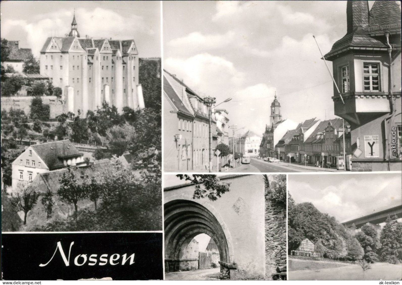 Nossen Schloss, Röm. Tor Markt, Huthaus Und Autobahnbrücke 1976 - Nossen