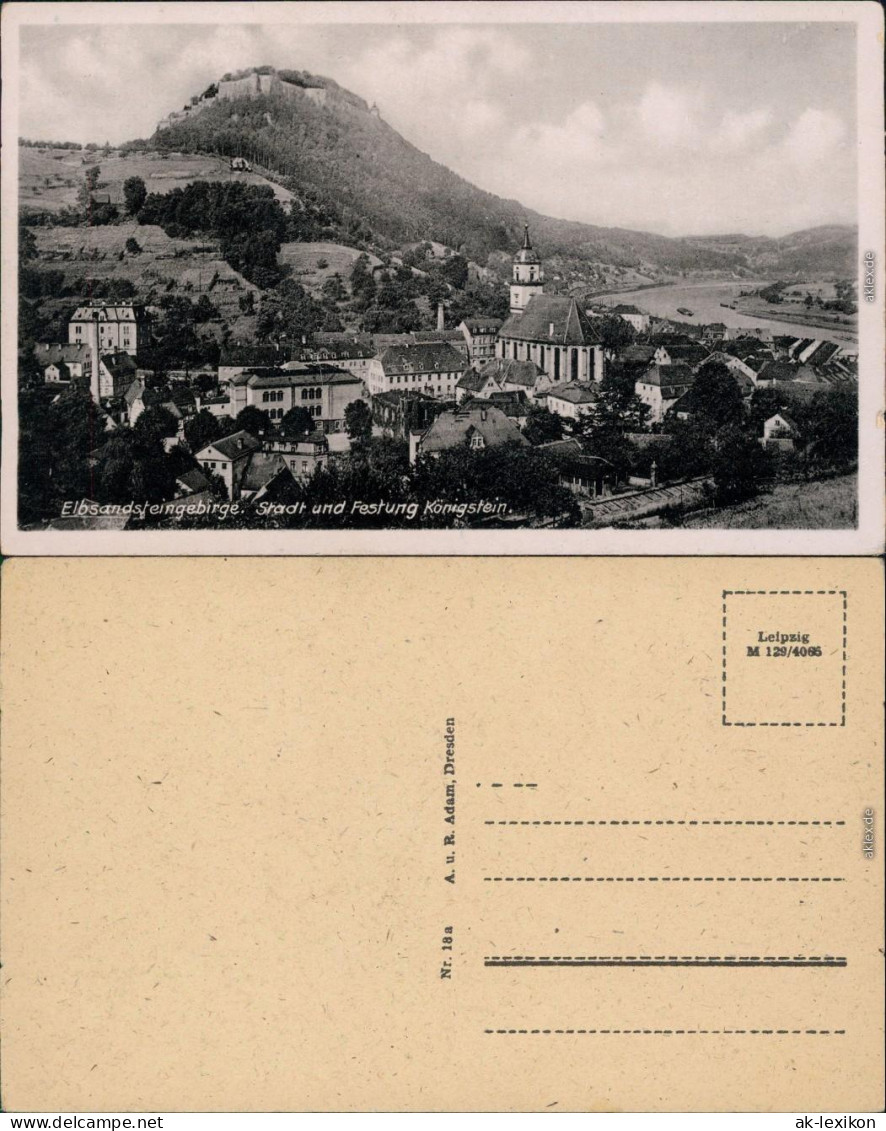 Ansichtskarte Königstein (Sächsische Schweiz) Blick Auf Die Stadt 1957  - Koenigstein (Saechs. Schw.)