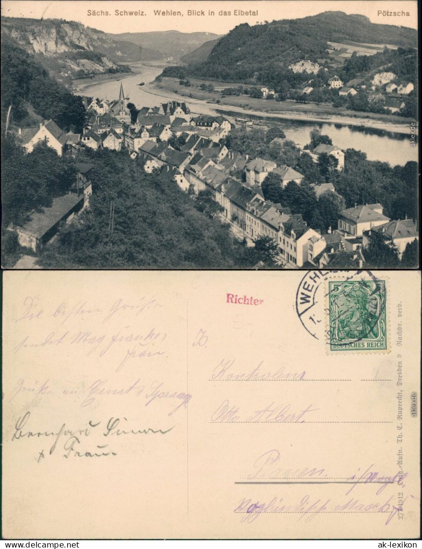 Ansichtskarte Wehlen Panorama-Ansicht 1912 - Wehlen