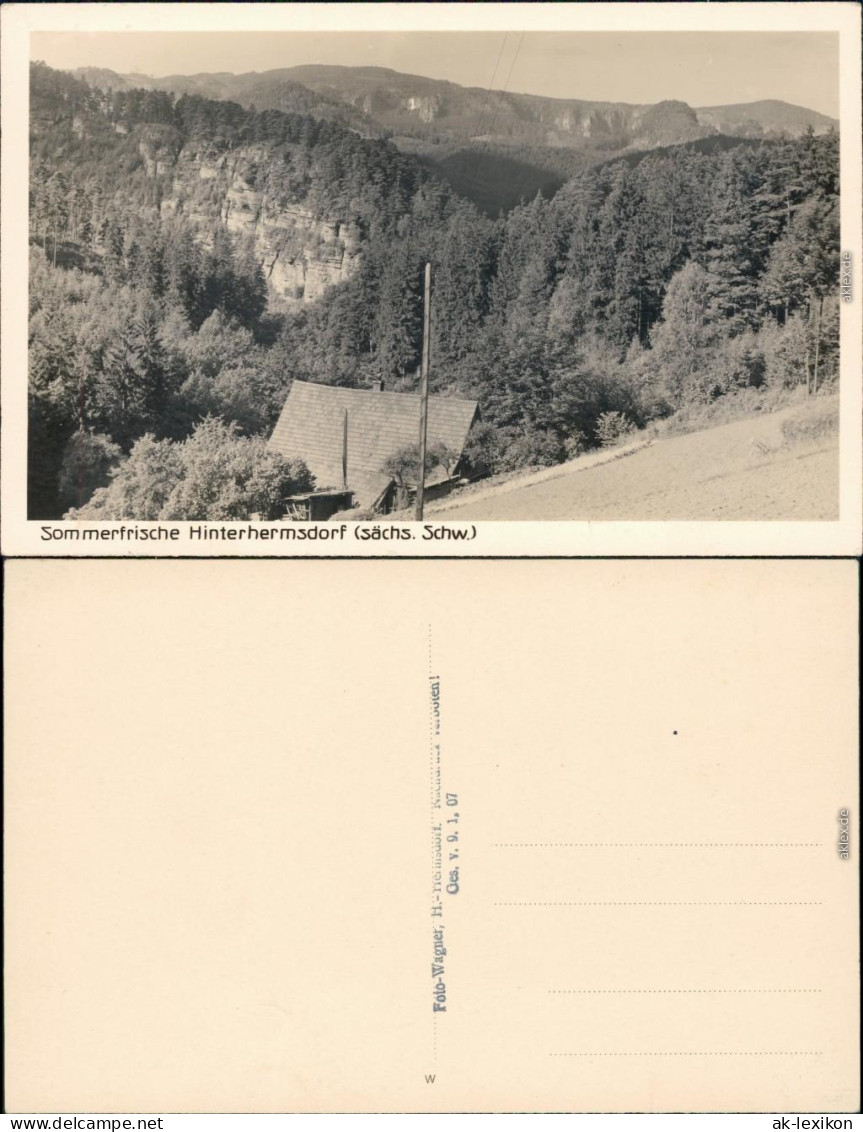 Ansichtskarte Hinterhermsdorf-Sebnitz Panorama-Ansicht 1930 - Hinterhermsdorf