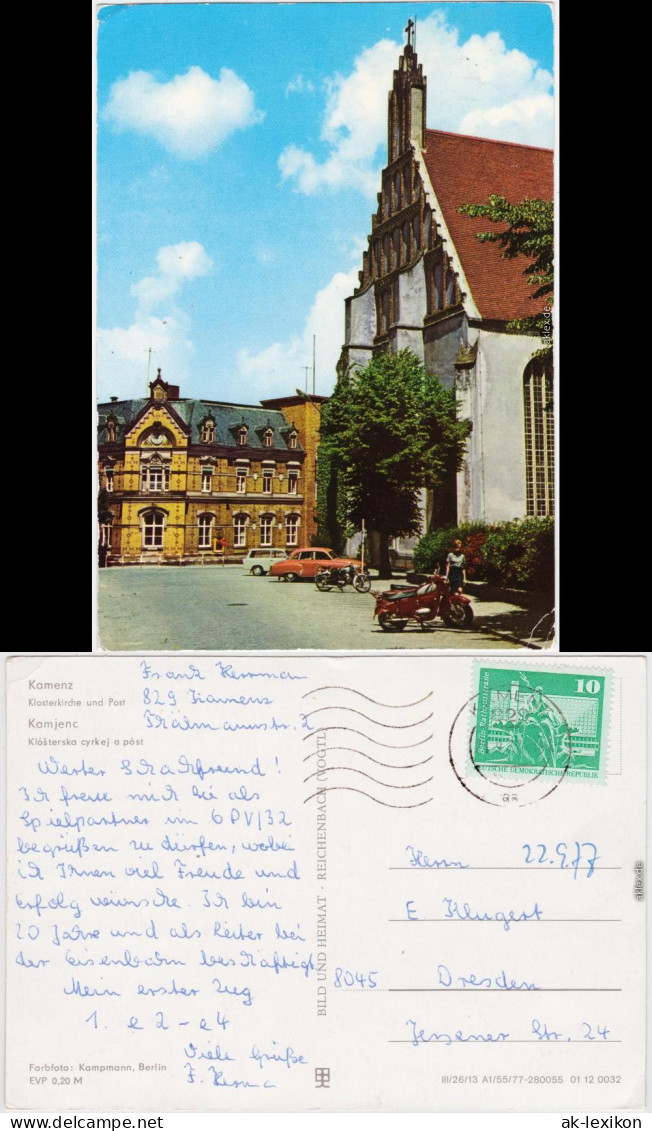 Kamenz Kamjenc Klosterkirche Und Post Foto Ansichtskarte Oberlausitz 1977 - Kamenz