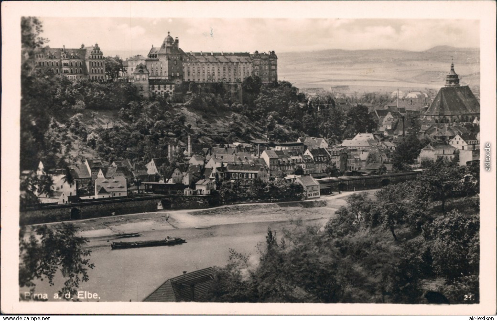 Ansichtskarte Pirna Blick Auf Die Stadt Und Anlegestelle 1932  - Pirna