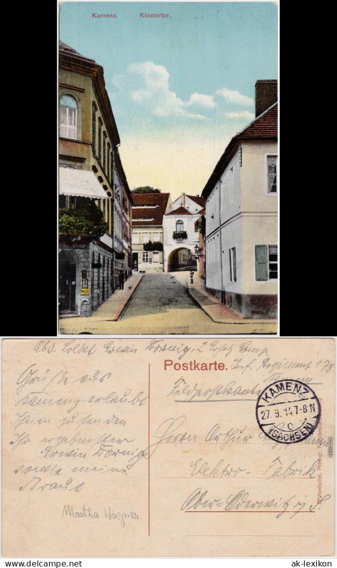 Kamenz Kamjenc Klostertor Straßenpartie Gasthaus Oberlausitz 1914 - Kamenz