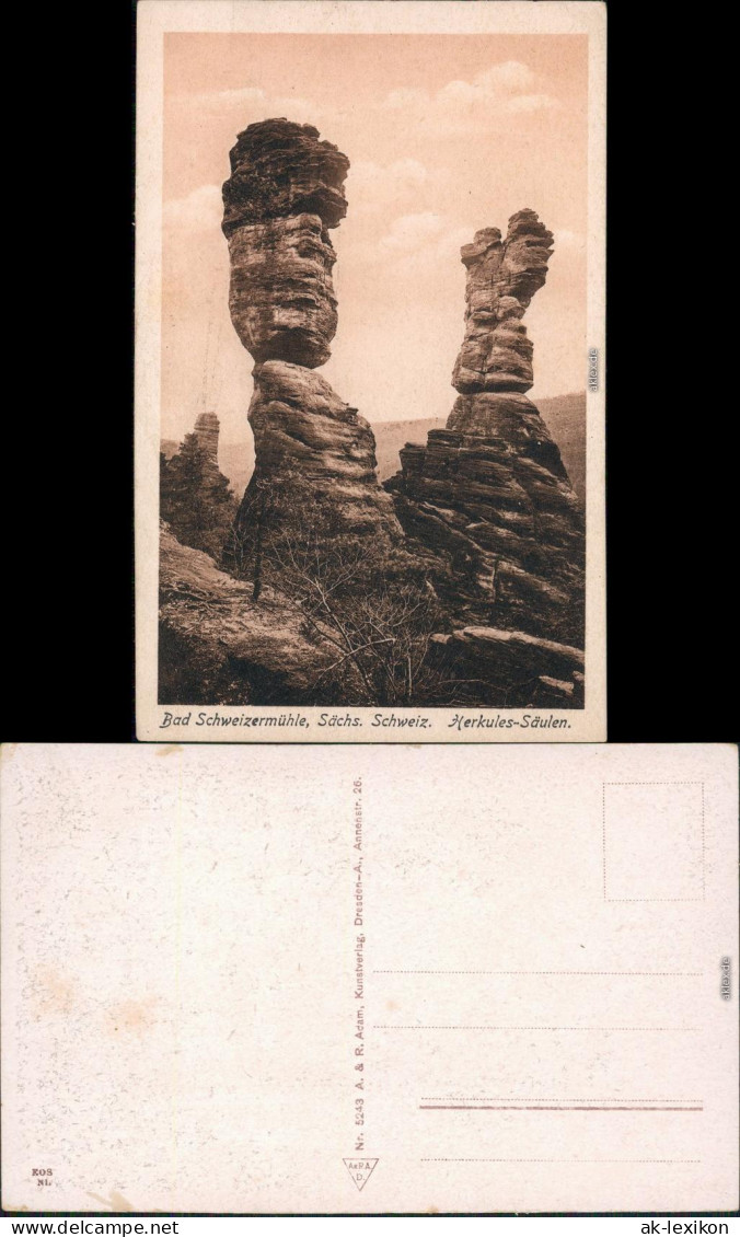 Ansichtskarte Bad Schweizermühle-Rosenthal-Bielatal Herkules Säulen 1940 - Rosenthal-Bielatal