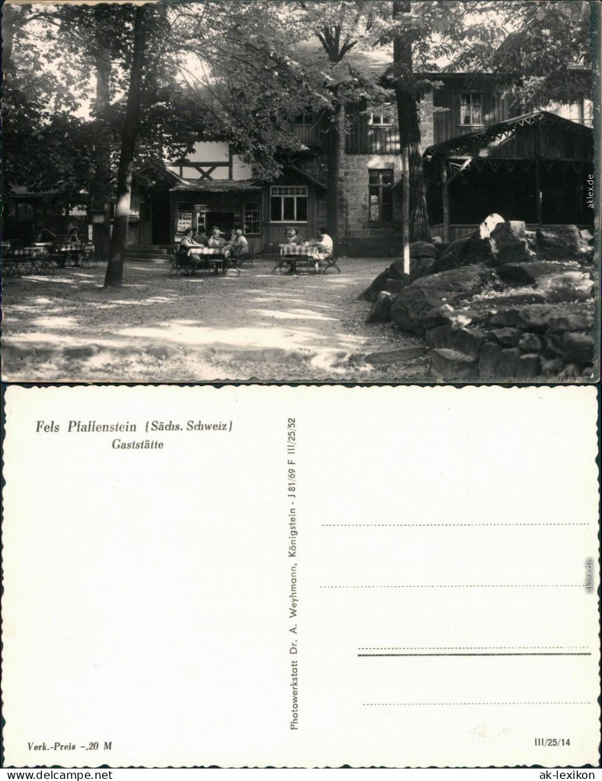 Pfaffendorf-Königstein (Sächsische Schweiz) Gaststätte - Pfaffenstein 1962  - Königstein (Sächs. Schw.)