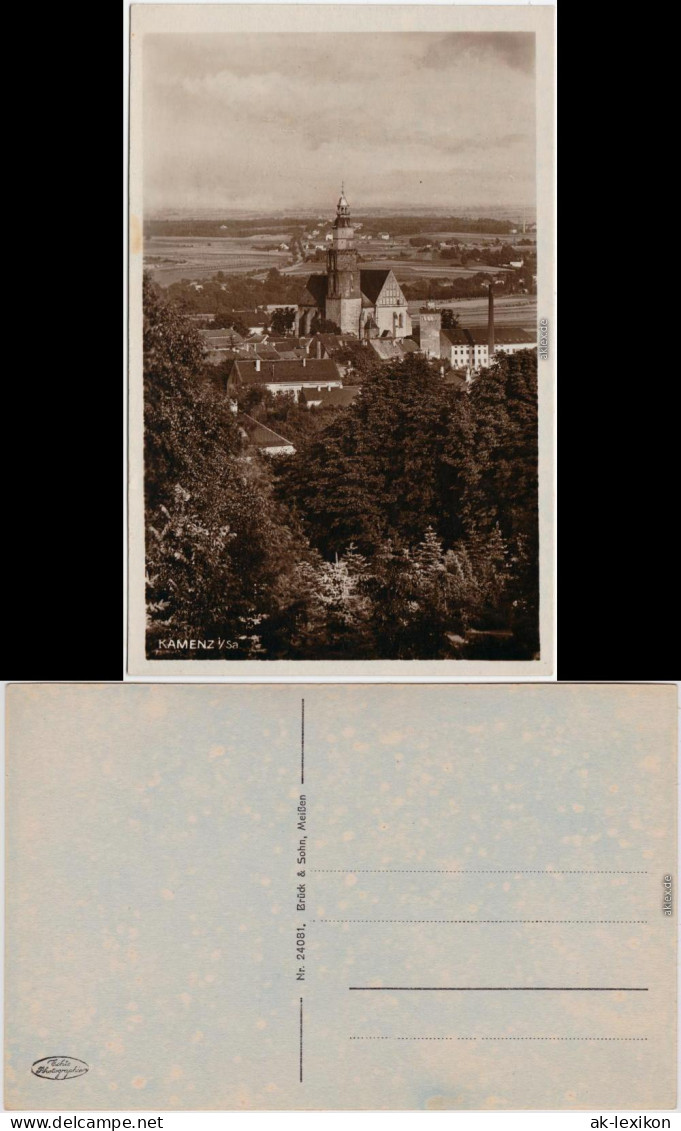 Kamenz Kamjenc Blick über Die Stadt Ansichtskarte Oberlausitz 1932 - Kamenz