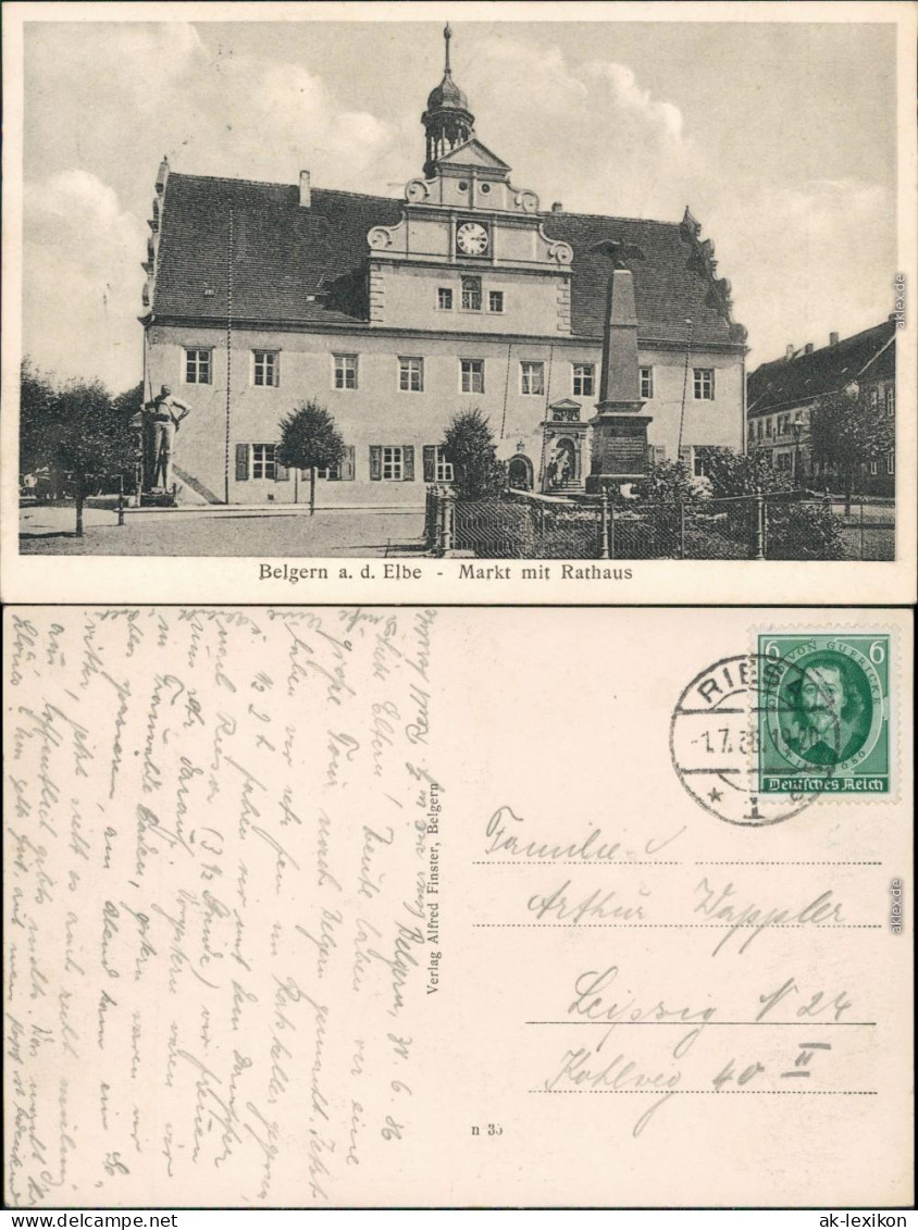 Ansichtskarte Belgern Markt, Kriegerdenkmal Und Rathaus B Torgau Wurzen 1922 - Belgern